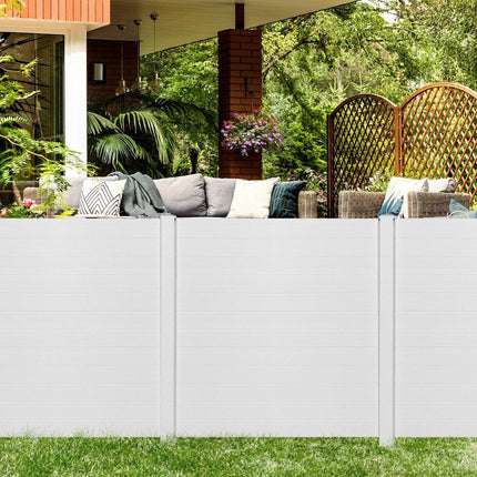 2 PCS. Garden fence with posts and protective caps, 124 cm high, PVC privacy fence, plug-in fence, white
