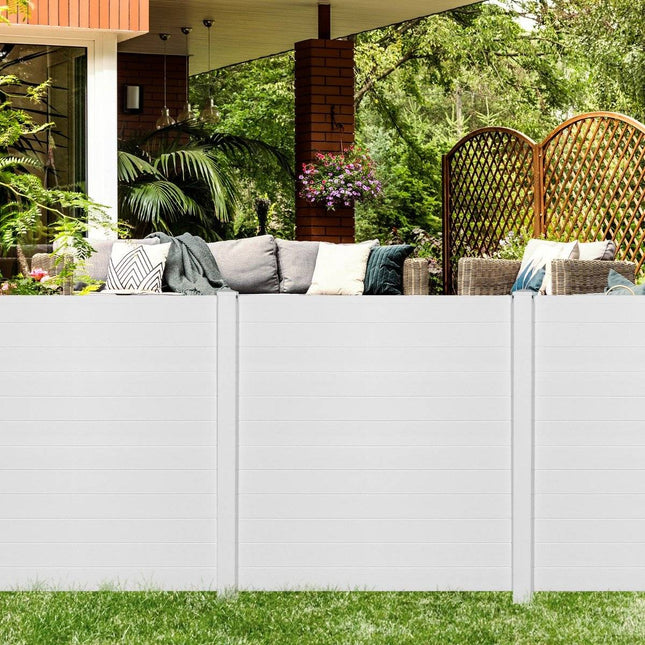 2 PCS. Garden fence with posts and protective caps, 124 cm high, PVC privacy fence, plug-in fence, white
