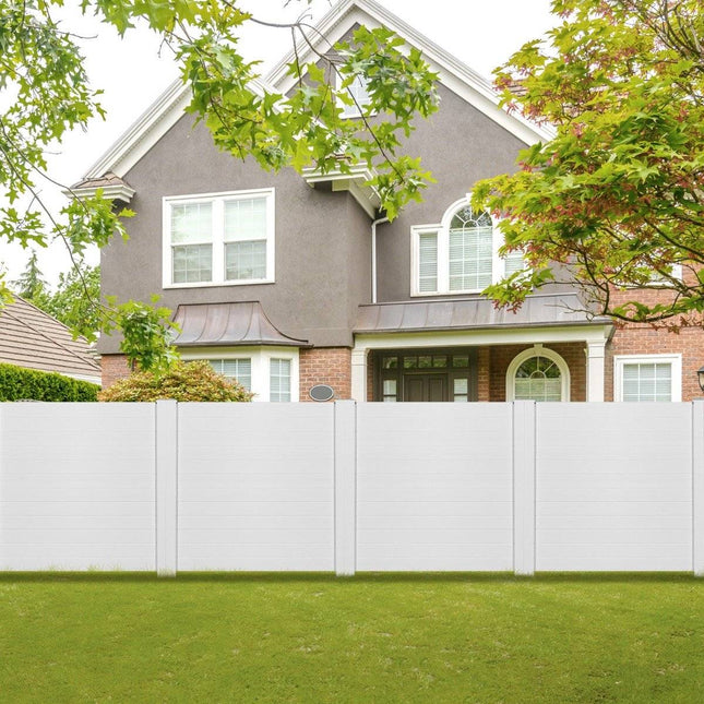 2 PCS. Garden fence with posts and protective caps, 124 cm high, PVC privacy fence, plug-in fence, white