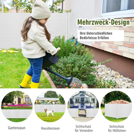 2 PCS. Garden fence with posts and protective caps, 124 cm high, PVC privacy fence, plug-in fence, white