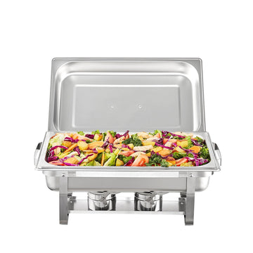 2-Pack Chafing Dish Set, Stainless Steel, 8 Qt Pans