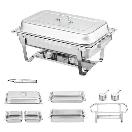 2-Pack Chafing Dish Set, Stainless Steel, 8 Qt Pans