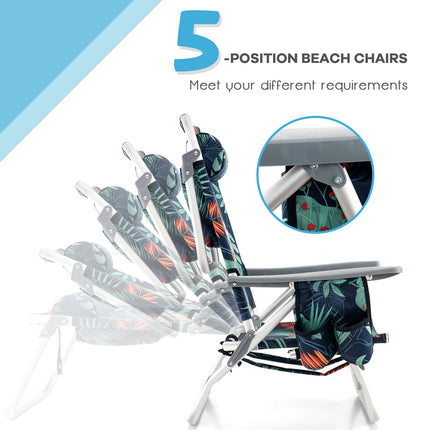 2-Pack Folding Reclining Beach Chair Set with Table