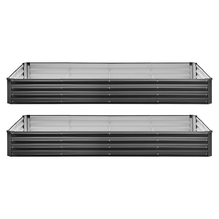 2 Pack Galvanized Raised Garden Beds, 8x4x1 ft