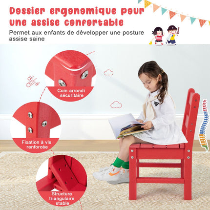 2-Pack Kids Learning Chairs with Backrest, HDPE, Red