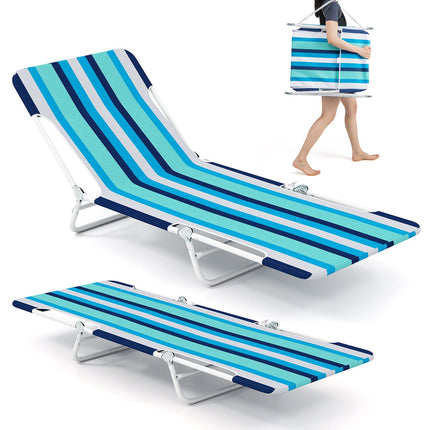 2-Pack Outdoor Folding Chaise Lounges, 5-Position, Blue