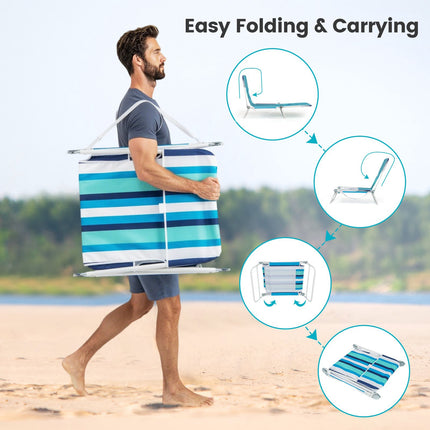 2-Pack Outdoor Folding Chaise Lounges, 5-Position, Blue