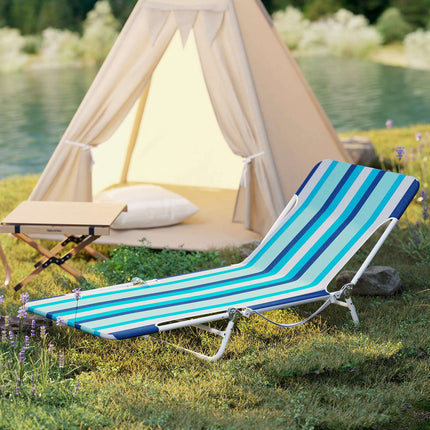 2-Pack Outdoor Folding Chaise Lounges, 5-Position, Blue