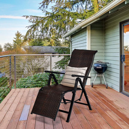 2-Pack PE Rattan Recliner Lounge Chairs, Adjustable Foldable