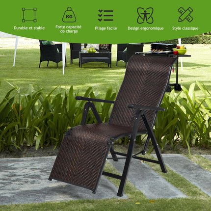 2-Pack PE Rattan Recliner Lounge Chairs, Adjustable Foldable