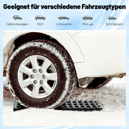 2 Pack Tire Traction Mats with Bag Emergency Traction Aid Black 61.5 x 21 x 2.8 cm