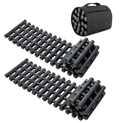 2 Pack Tire Traction Mats with Bag Emergency Traction Aid Black 82 x 21 x 2.8 cm