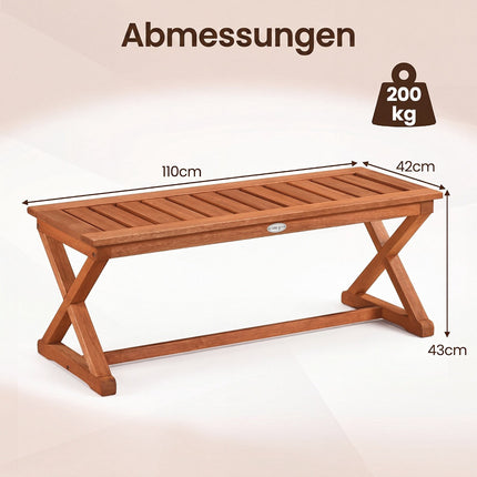 2-Person 44" Teak Hardwood Outdoor Bench with Slatted Seat