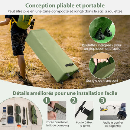 2-Person Camping Tent Cot Set With Air Mattress, 2 Bags