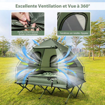 2-Person Camping Tent Cot Set With Air Mattress, 2 Bags