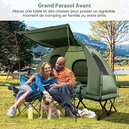 2-Person Camping Tent Cot Set With Air Mattress, 2 Bags