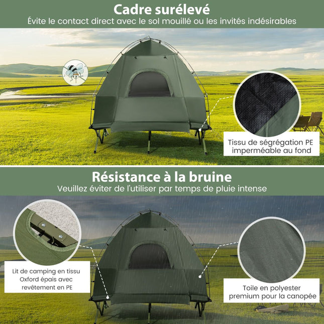 2-Person Camping Tent Cot Set With Air Mattress, 2 Bags