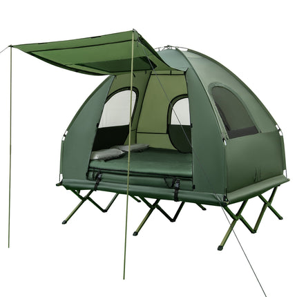 2-Person Camping Tent Cot Set With Air Mattress