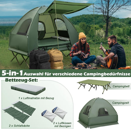 2-Person Camping Tent Cot Set With Air Mattress