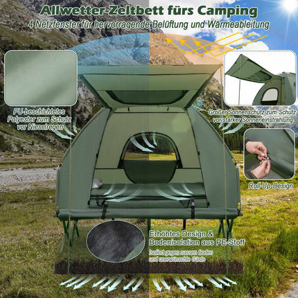 2-Person Camping Tent Cot Set With Air Mattress