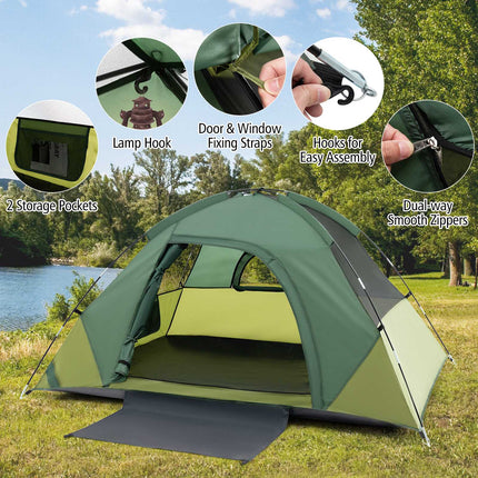 2-Person Camping Tent With Removable Rainfly, Green