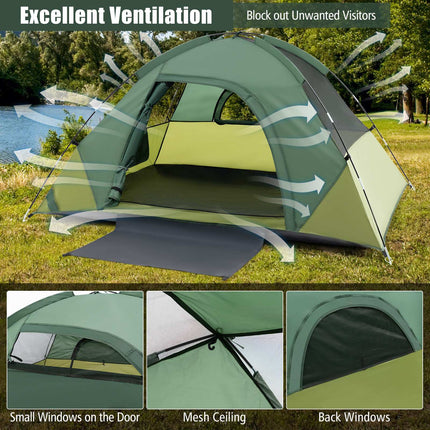 2-Person Camping Tent With Removable Rainfly, Green