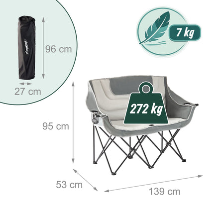 2-Person Folding Camping Chair – Carry Bag, Cup Holders