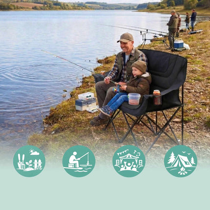 2-Person Folding Camping Chair, Padded, Carry Bag