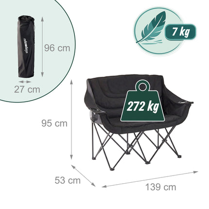 2-Person Folding Camping Chair, Padded, Carry Bag