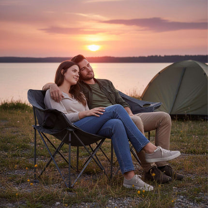 2-Person Folding Camping Chair with Cup Holder