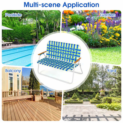 2-Person Folding Outdoor Chair with Armrests, 661 lb