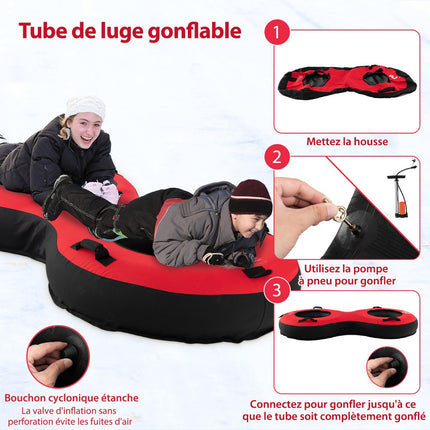 2-Person Inflatable Snow Tube, 80-Inch, 880 lb