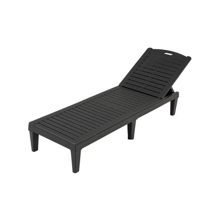2-Piece Adjustable Reclining Sun Lounger Set, Black, Weatherproof