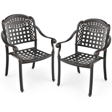 2-Piece Aluminum Stackable Garden Chairs with Armrests