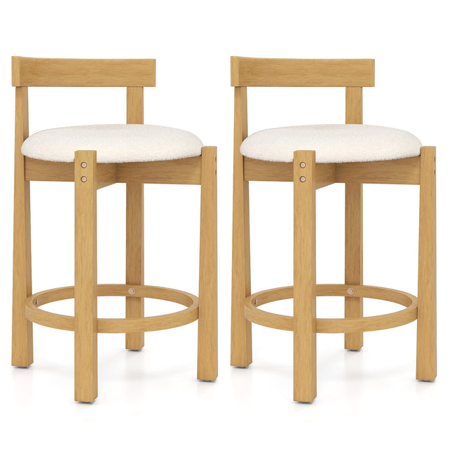 2-Piece Bar Stool Set, Wood, 62cm Seat Height, Natural