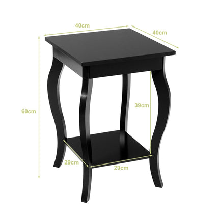 2-Piece Black Side Tables Set with 2-Tier Storage