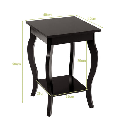 2-Piece Brown Side Tables with Shelves for Living Room