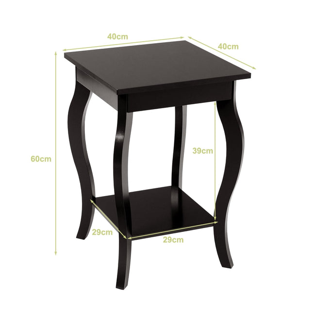 2-Piece Brown Side Tables with Shelves for Living Room