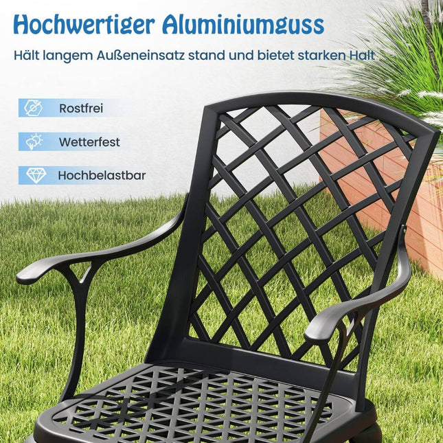 2-Piece Cast Aluminum Patio Chairs, Black, Weatherproof