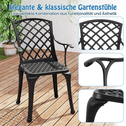 2-Piece Cast Aluminum Patio Chairs, Black, Weatherproof