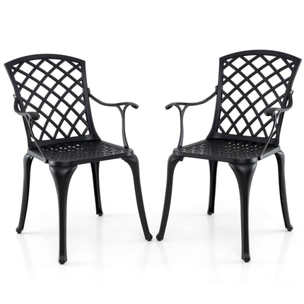 2-Piece Cast Aluminum Patio Chairs, Black, Weatherproof
