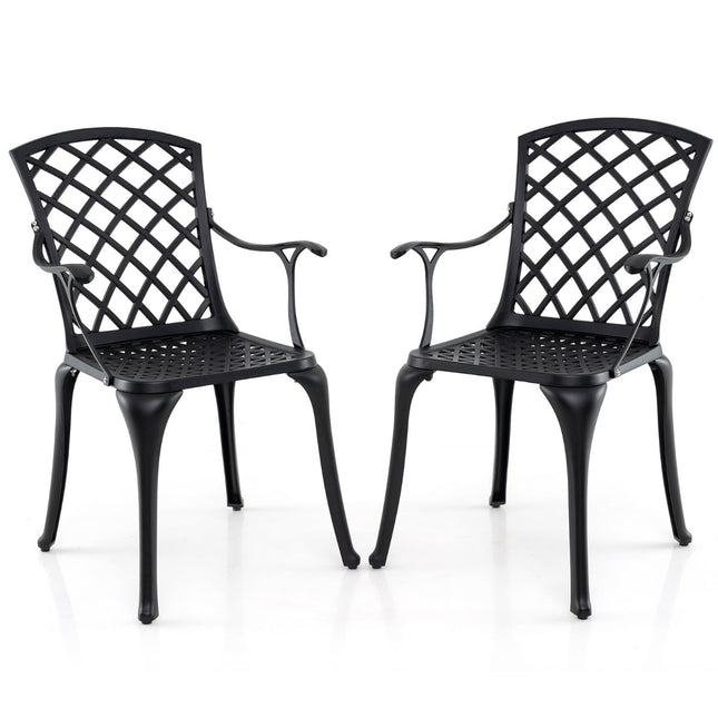 2-Piece Cast Aluminum Patio Chairs, Black, Weatherproof