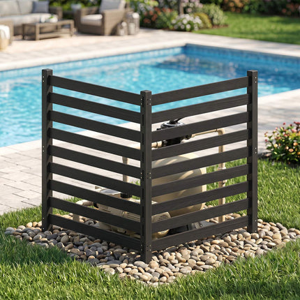2-Piece Cedar Garden Fence Set with Metal Posts, 98x107 cm