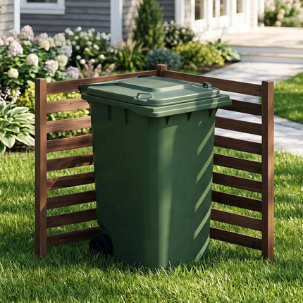 2-Piece Cedar Wood Garden Fence with Metal Posts, Brown