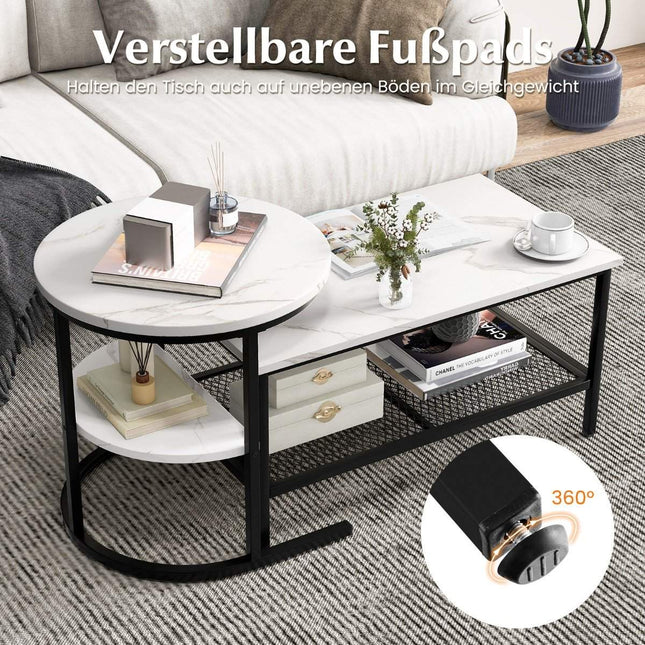 2-Piece Coffee Table Set with Faux Marble Tops