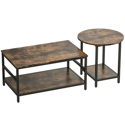 2-Piece Coffee Table Set with Storage, Rustic Brown