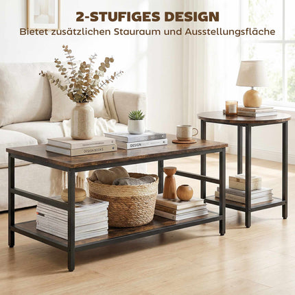 2-Piece Coffee Table Set with Storage, Rustic Brown