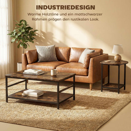2-Piece Coffee Table Set with Storage, Rustic Brown