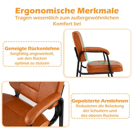 2-Piece Conference Chairs Set with Padded Armrests, Brown