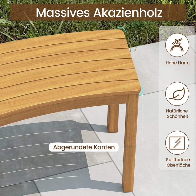2-Piece Curved Acacia Wood Outdoor Bench Set
